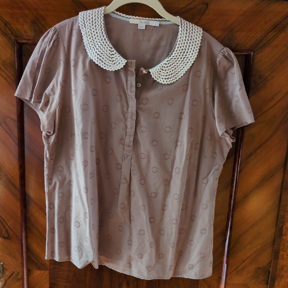 Boden 100% Cotton Lightweight Blouse In Taupe